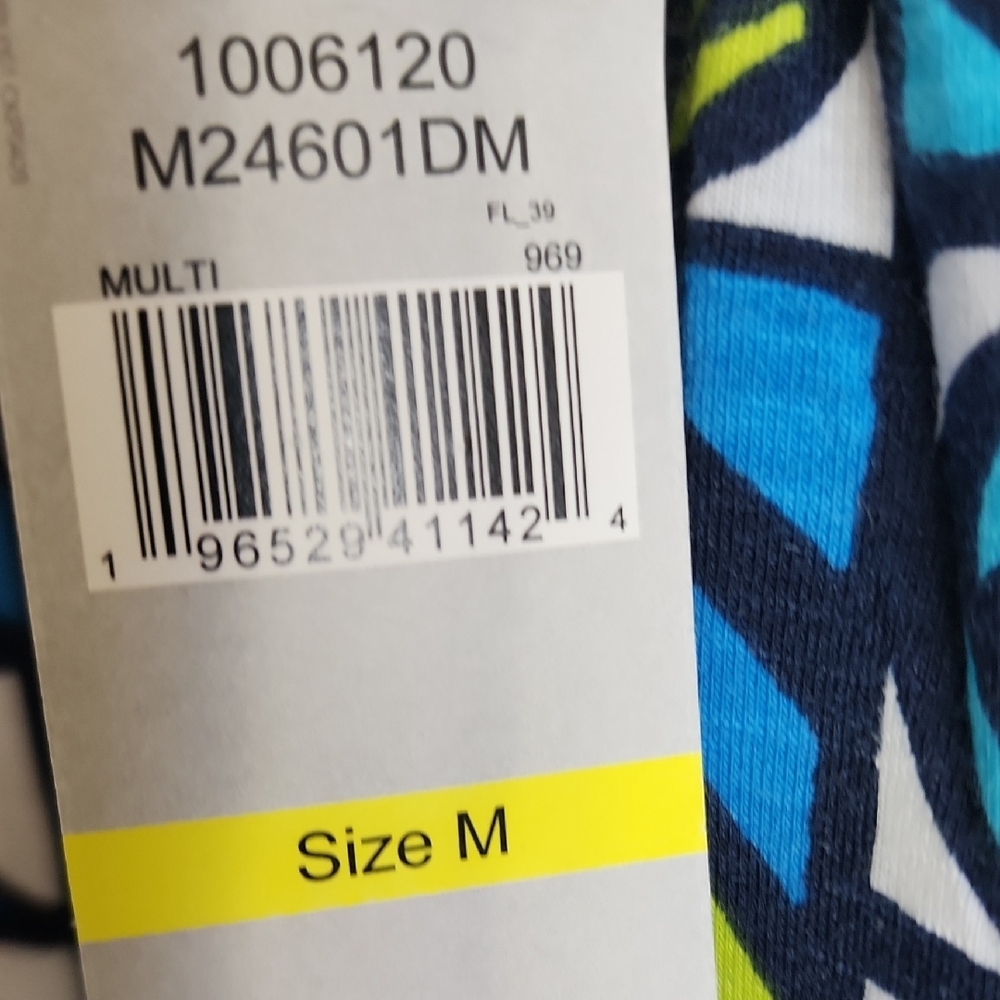 Multiples Blue and Green Geometric Long Sleeve Dress - Picture 6 of 6